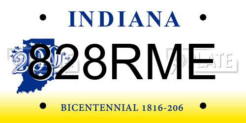 828RME Indiana License Plate