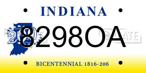 8298OA Indiana License Plate