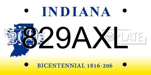 829AXL Indiana License Plate