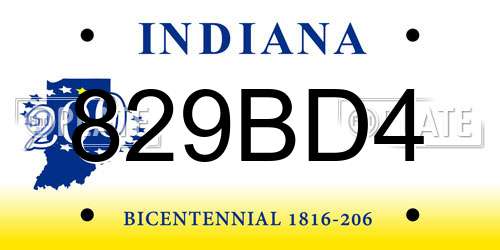 829BD4 Indiana License Plate