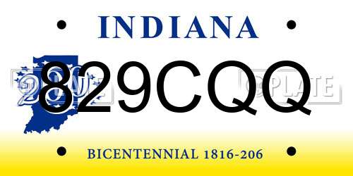 829CQQ Indiana License Plate
