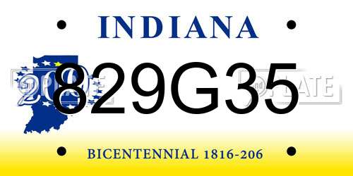 829G35 Indiana License Plate