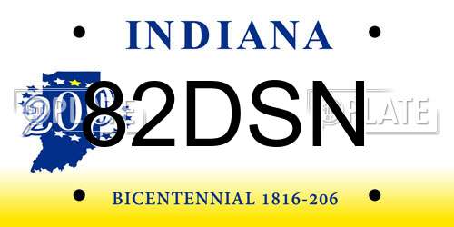 82DSN Indiana License Plate