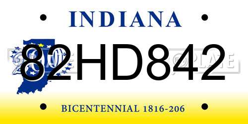 82HD842 Indiana License Plate