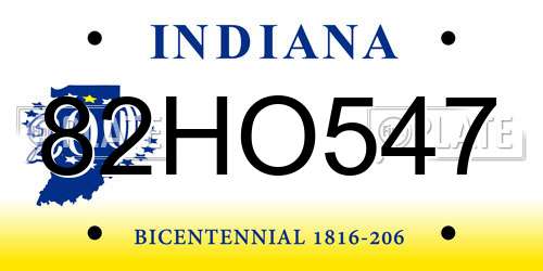 82HO547 Indiana License Plate