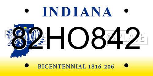 82HO842 Indiana License Plate