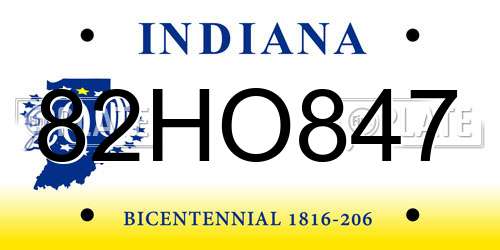 82HO847 Indiana License Plate