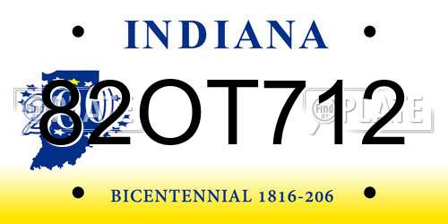 82OT712 Indiana License Plate