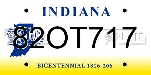 82OT717 Indiana License Plate