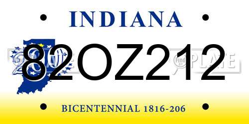 82OZ212 Indiana License Plate