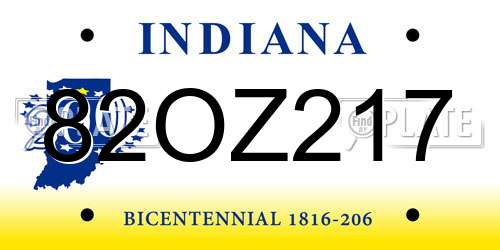 82OZ217 Indiana License Plate