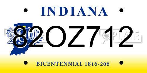 82OZ712 Indiana License Plate
