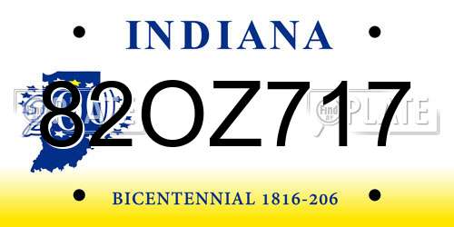 82OZ717 Indiana License Plate