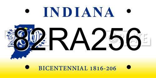 82RA256 Indiana License Plate