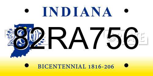 82RA756 Indiana License Plate