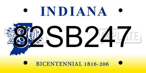 82SB247 Indiana License Plate