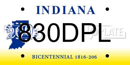 830DPL Indiana License Plate