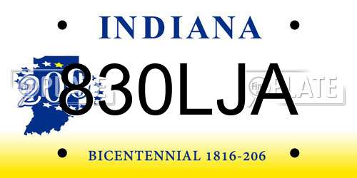 830LJA Indiana License Plate