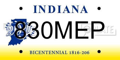 830MEP Indiana License Plate