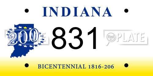 831 Indiana License Plate