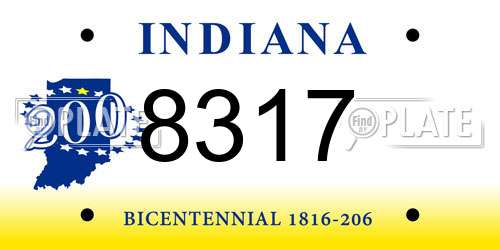 8317 Indiana License Plate