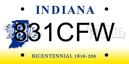 831CFW Indiana License Plate