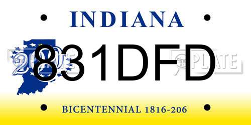 831DFD Indiana License Plate