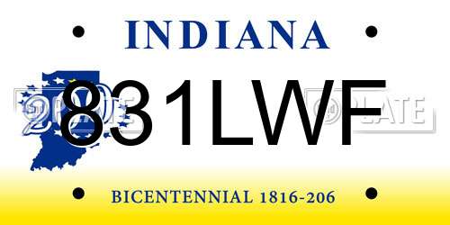 831LWF Indiana License Plate