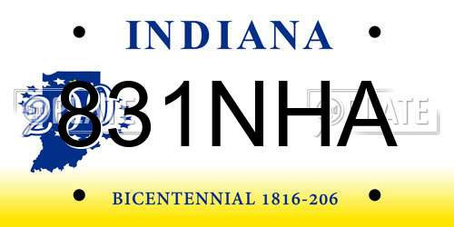 831NHA Indiana License Plate