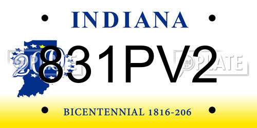 831PV2 Indiana License Plate