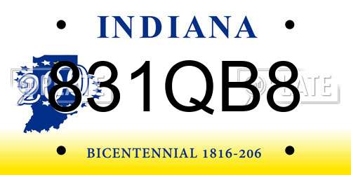 831QB8 Indiana License Plate