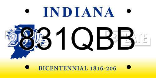 831QBB Indiana License Plate