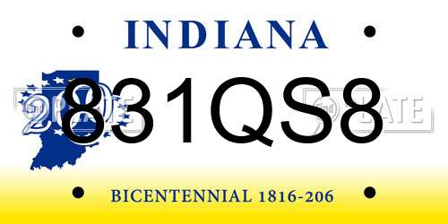 831QS8 Indiana License Plate