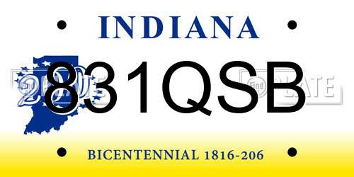 831QSB Indiana License Plate