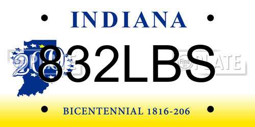 832LBS Indiana License Plate