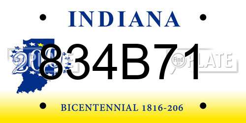 834B71 Indiana License Plate