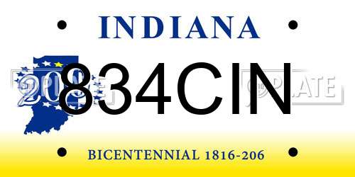 834CIN Indiana License Plate