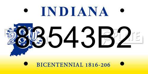 83543B2 Indiana License Plate