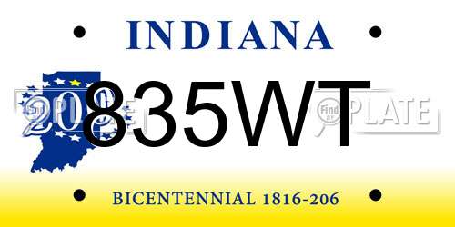 835WT Indiana License Plate