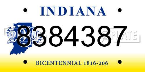 8384387 Indiana License Plate