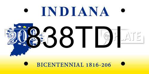 838TDI Indiana License Plate