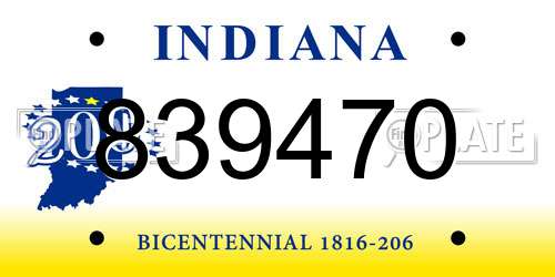 839470 Indiana License Plate
