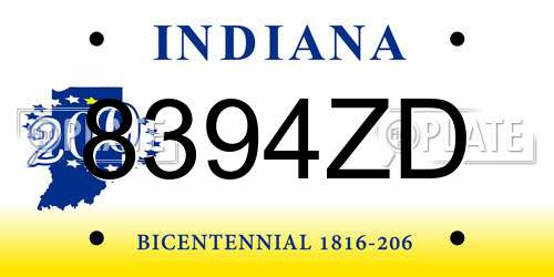 8394ZD Indiana License Plate