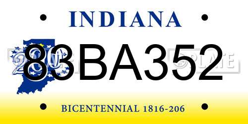 83BA352 Indiana License Plate
