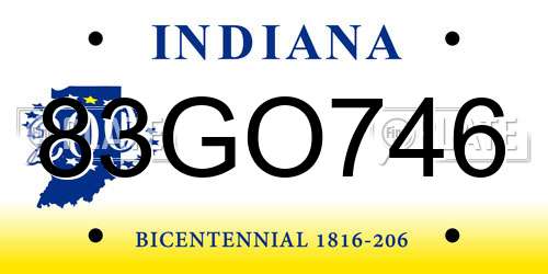 83GO746 Indiana License Plate