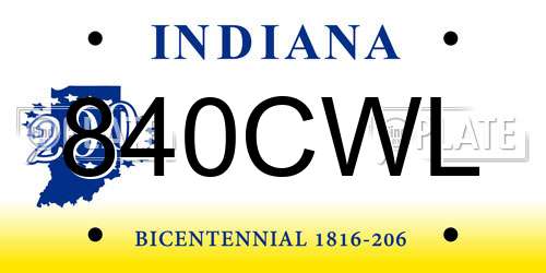 840CWL Indiana License Plate