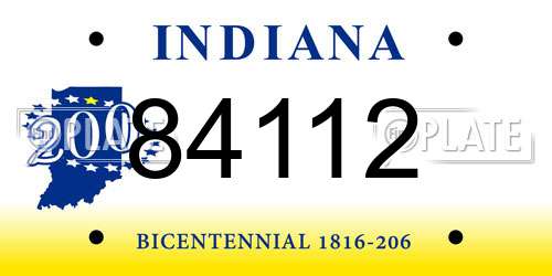 84112 Indiana License Plate