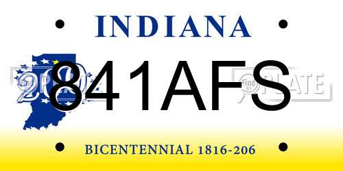 841AFS Indiana License Plate