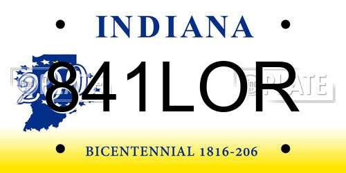 841LOR Indiana License Plate