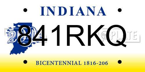 841RKQ Indiana License Plate